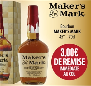 3 EUROS REMISE BOURBON MAKER S MARK 70cl 