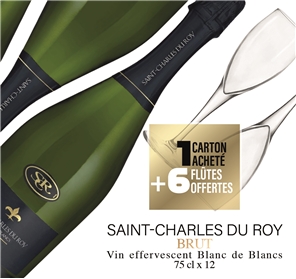 1 CARTON ST CHARLES DU ROY BRUT = 6 FLÛTES