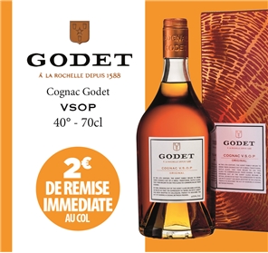 2€ REMISE SUR COGNAC GODET VSOP 