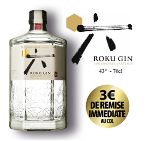 3 EUROS REMISE GIN JAPONAIS ROKU 70cl 