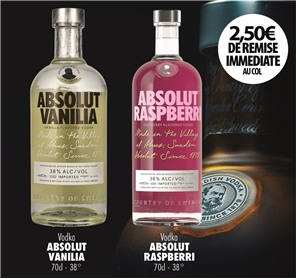 2.50E REMISE SUR LES ABSOLUT AROMATISES 