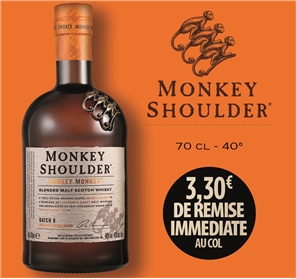 3,30€ REMISE WHISKY MONKEY SMOKEY 70CL