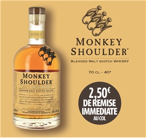 2,50€ REMISE WHISKY MONKEY SHOULDER 70CL