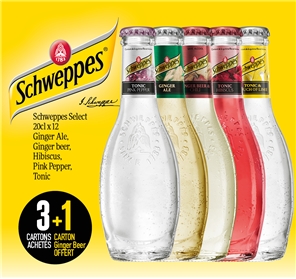 3+1 CARTON SCHWEPPES SELECTION 20CL VP