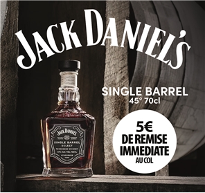 5€ REMISE JACK DANIEL'S SINGLE BARREL 70CL